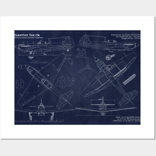 Yakovlev Yak9m URSS Blueprint Posters and Art